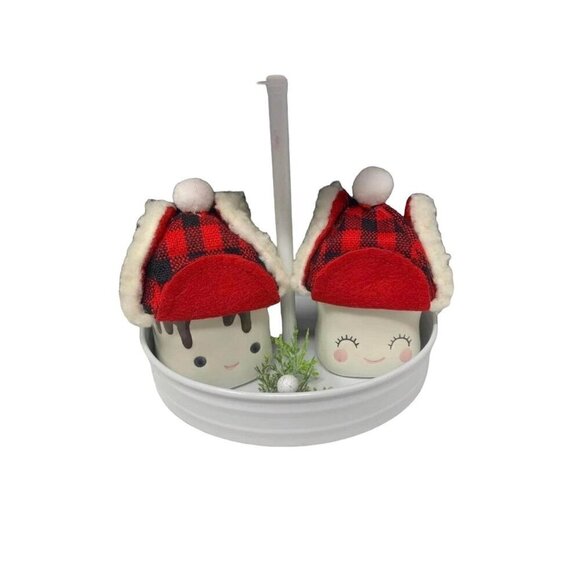 Lumberjack Buffalo Check Marshmallow Hat Set Red Tier Tray Decor Christmas Plaid - Picture 1 of 5